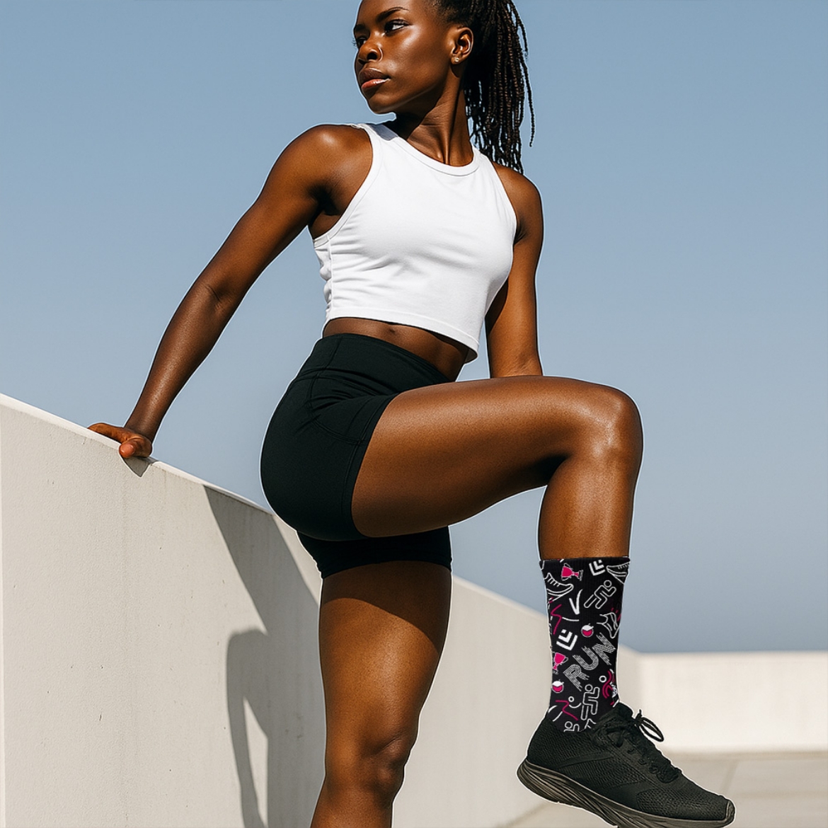printed-running-socks-black